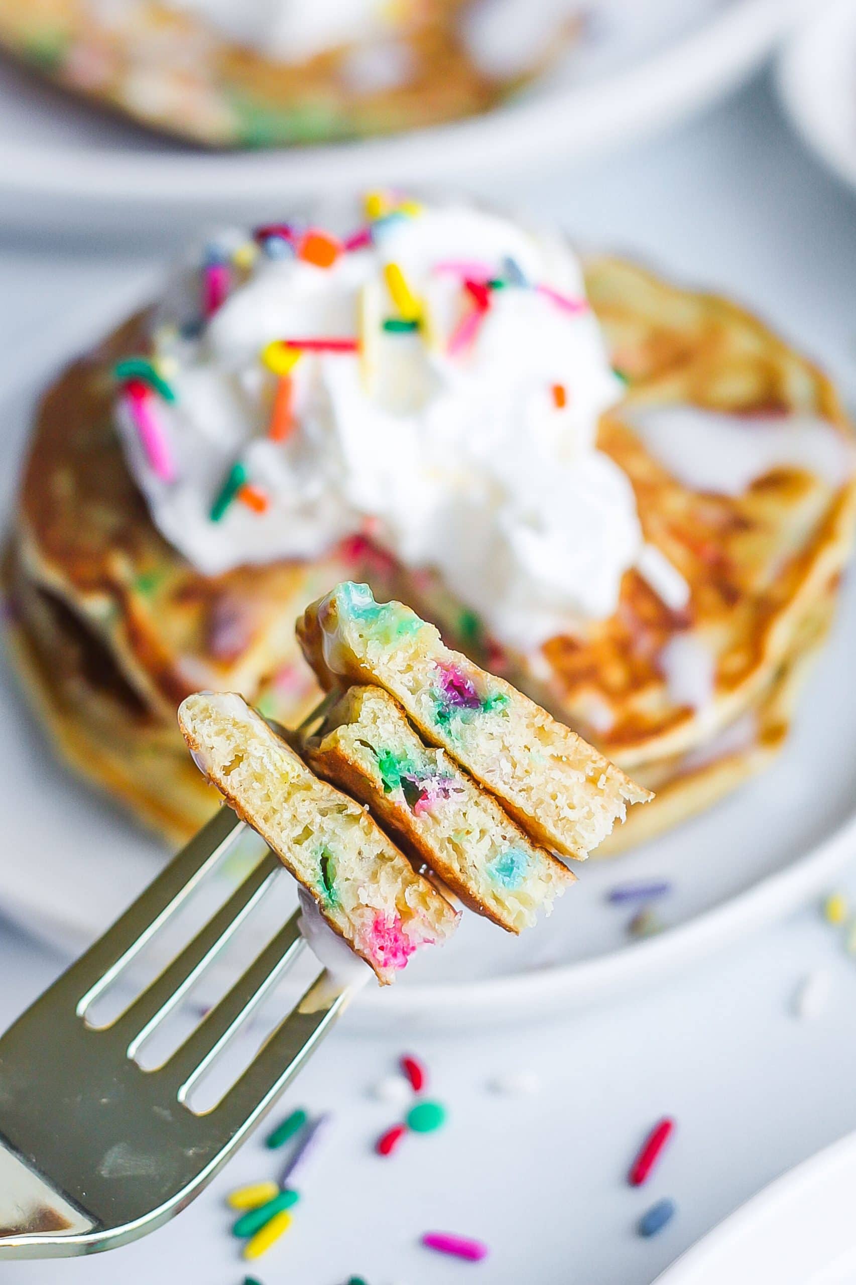 fork with funfetti pancakes