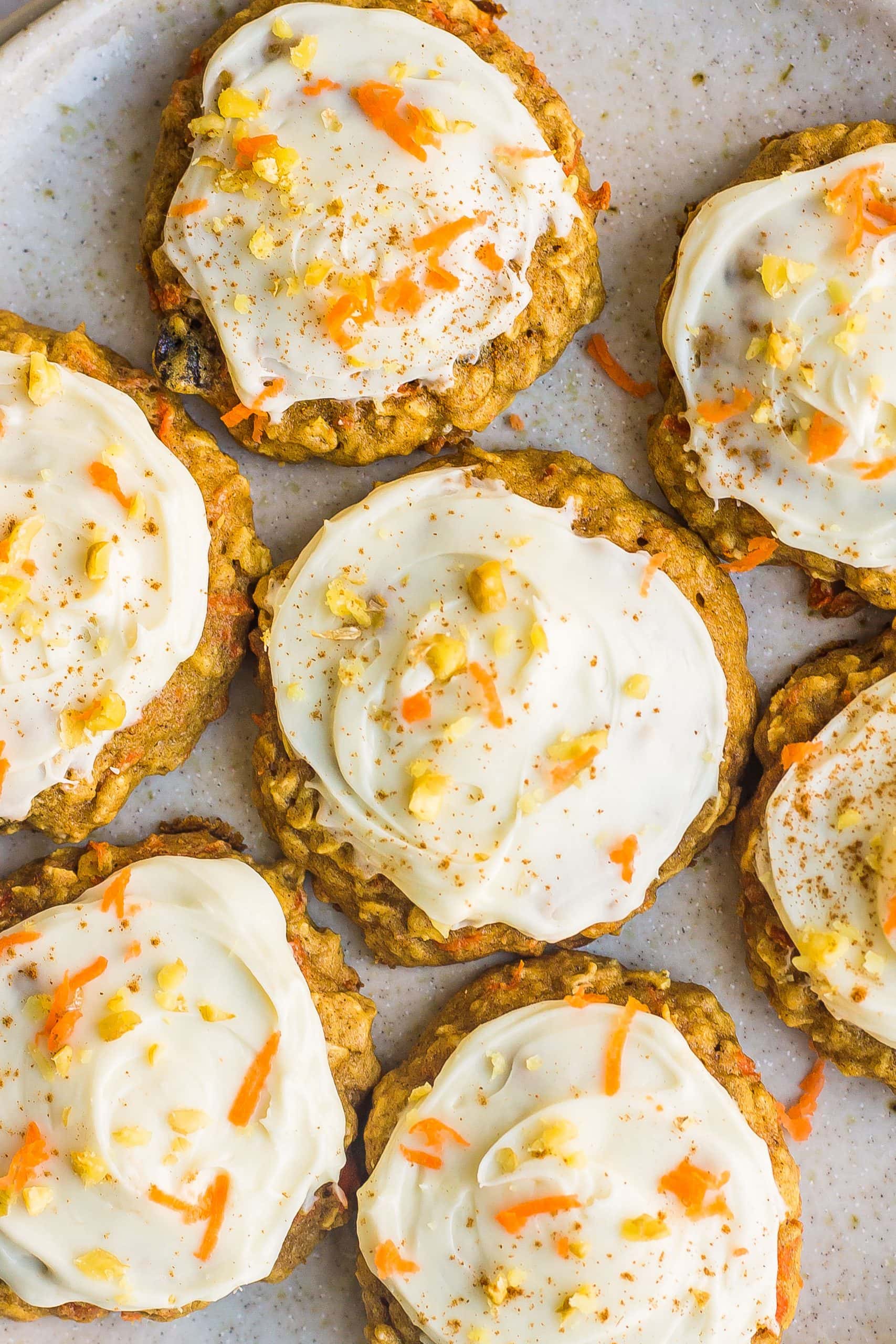 carrot cake cookies on a plate