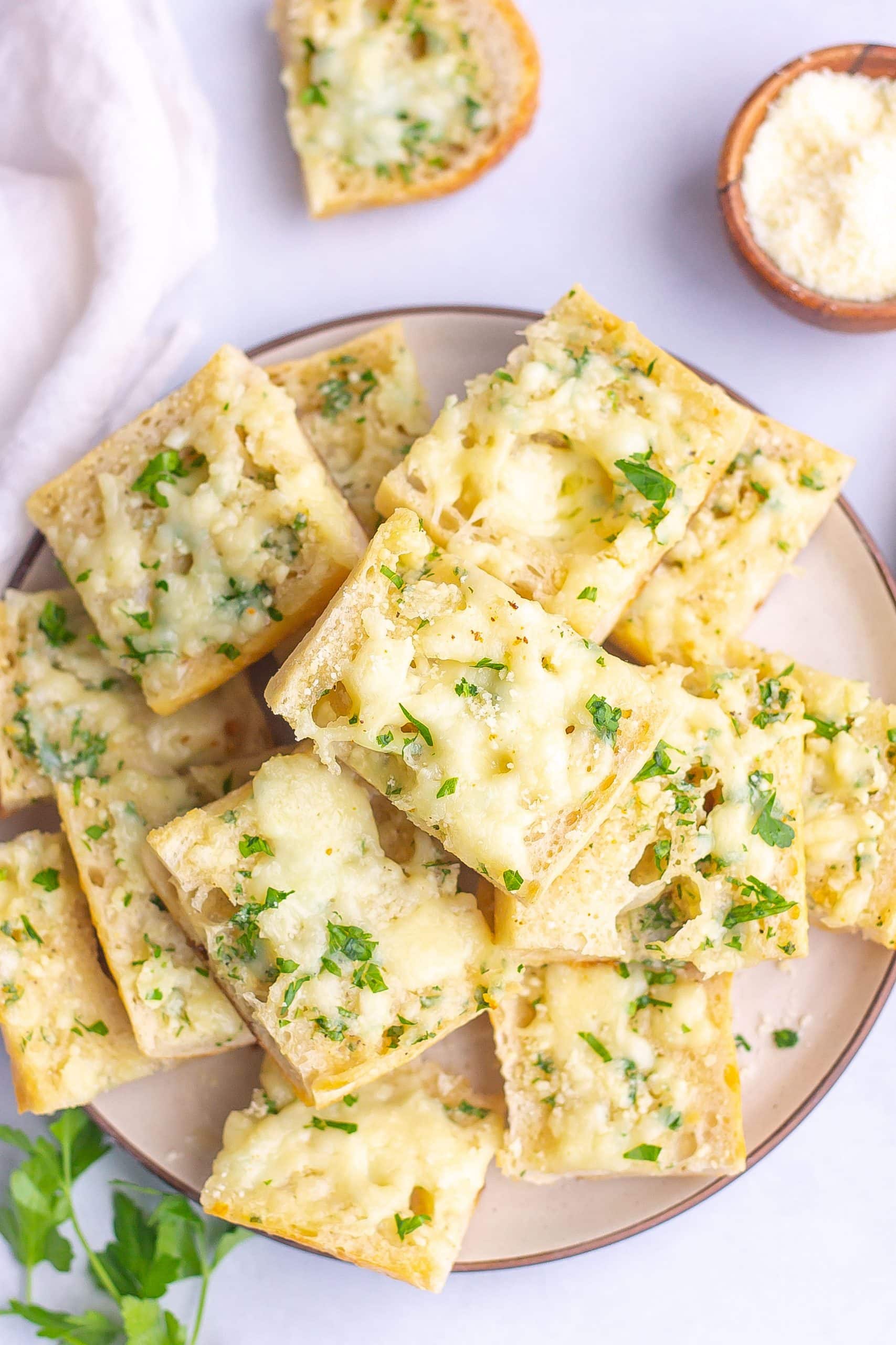 cheesy garlic bread on plate