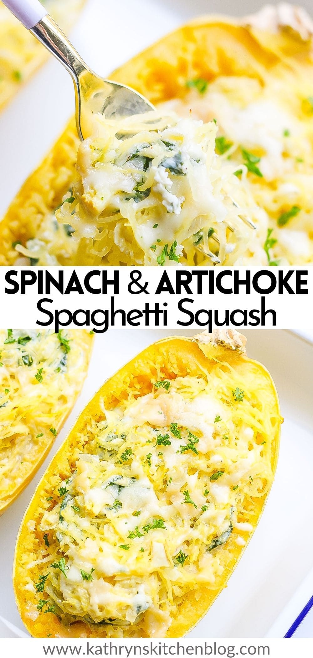 Spinach and Artichoke Stuffed Spaghetti Squash (Low-Carb and EASY)