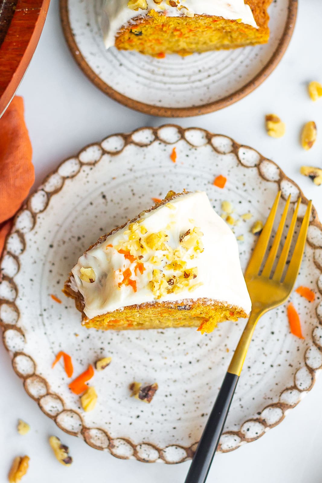 carrot cake slices on plates