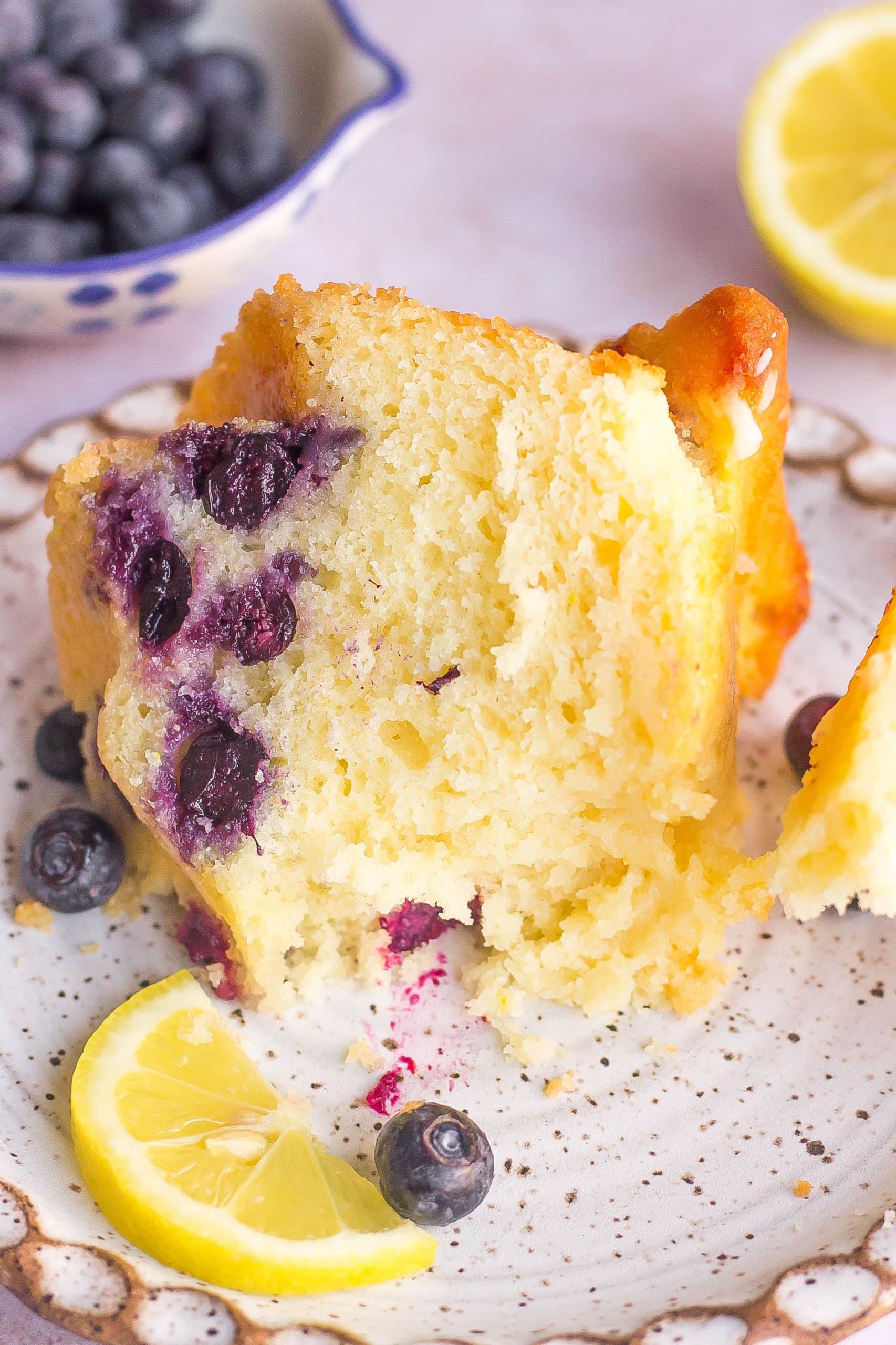 slice of lemon blueberry cake 