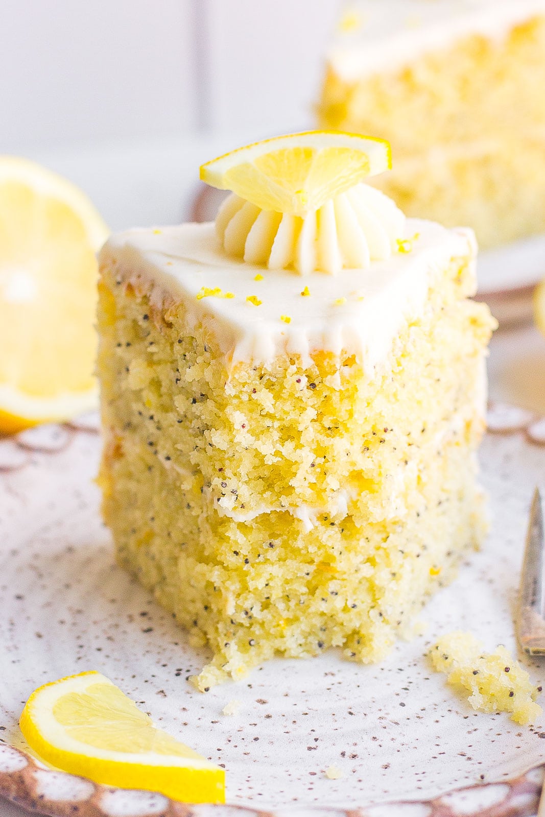 lemon poppy seed cake on plate