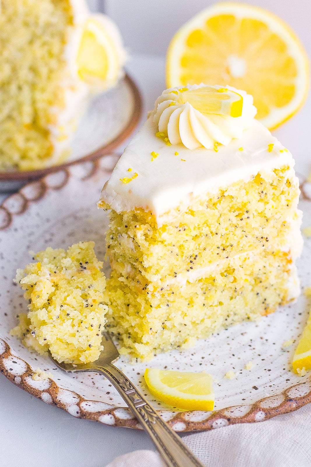 fork with lemon cake