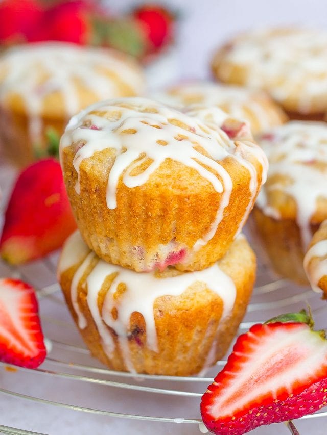Strawberry Yogurt Muffins (Moist and Soft)