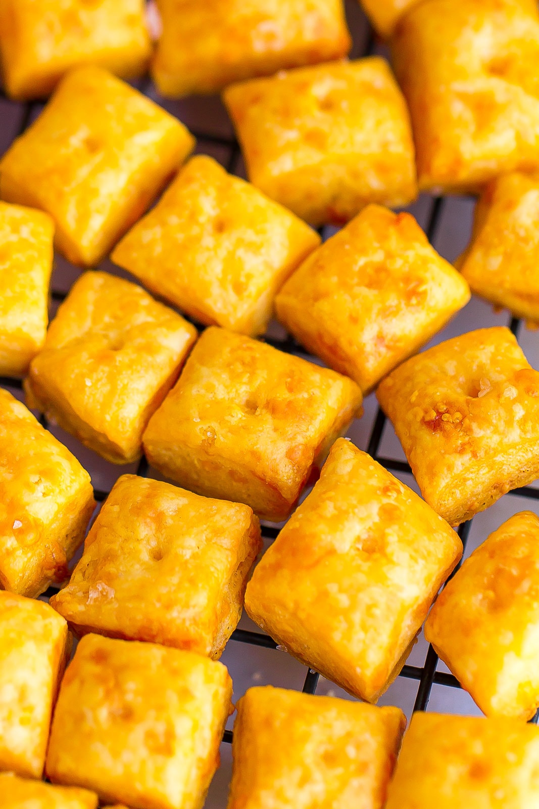 close up of homemade cheez-its