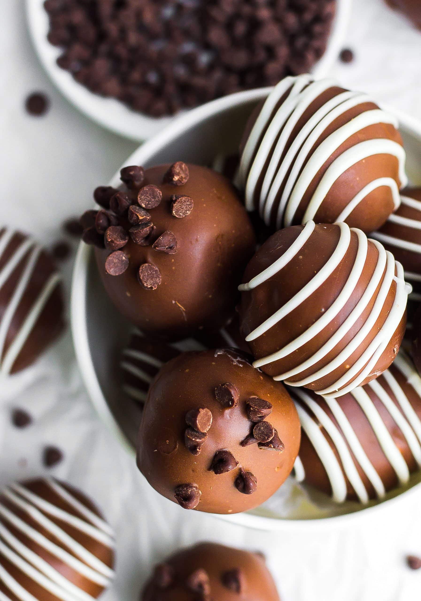 cookie dough balls coated in chocolate