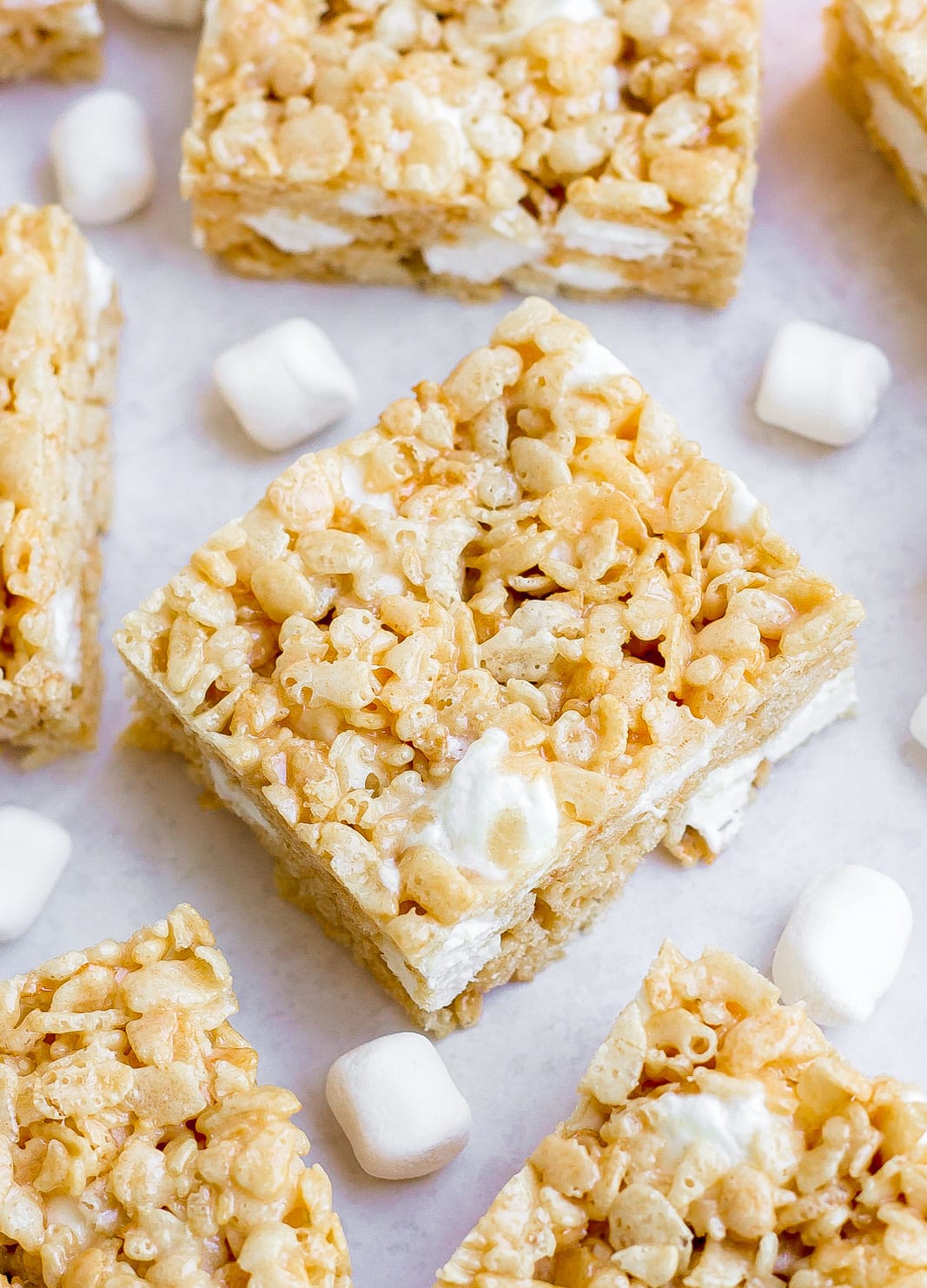 Brown Butter Rice Krispie Treats with mini marshmallows