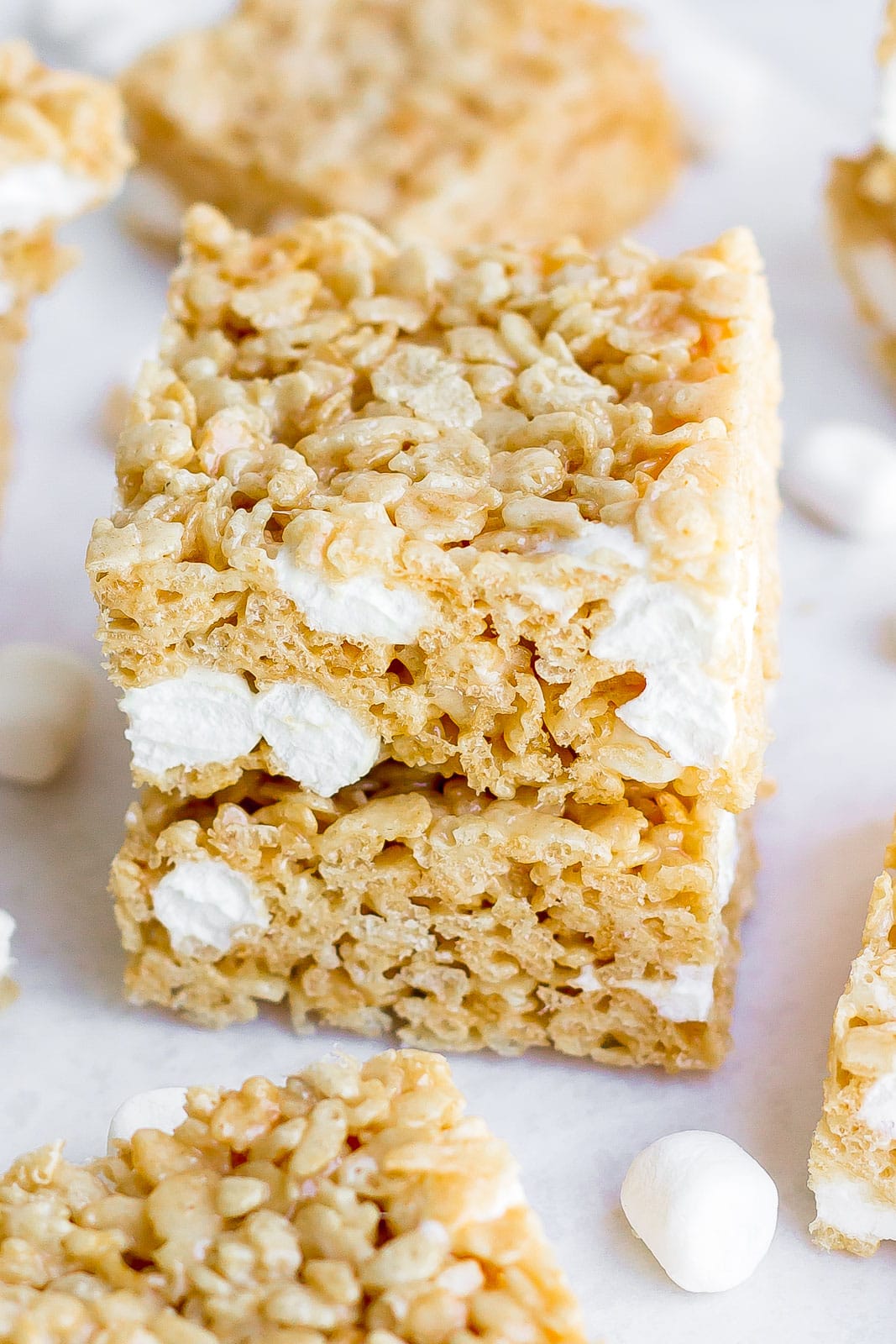 Close up of Brown Butter Rice Krispie Treats