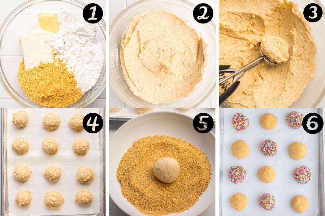How to make cheesecake balls recipe process shots.