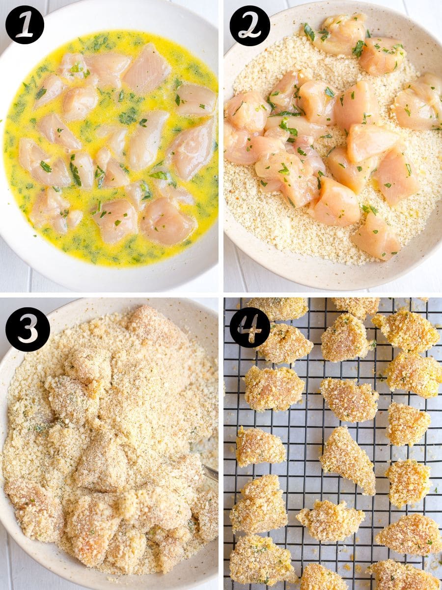 how to make homemade chicken nuggets- step by step process shots. 