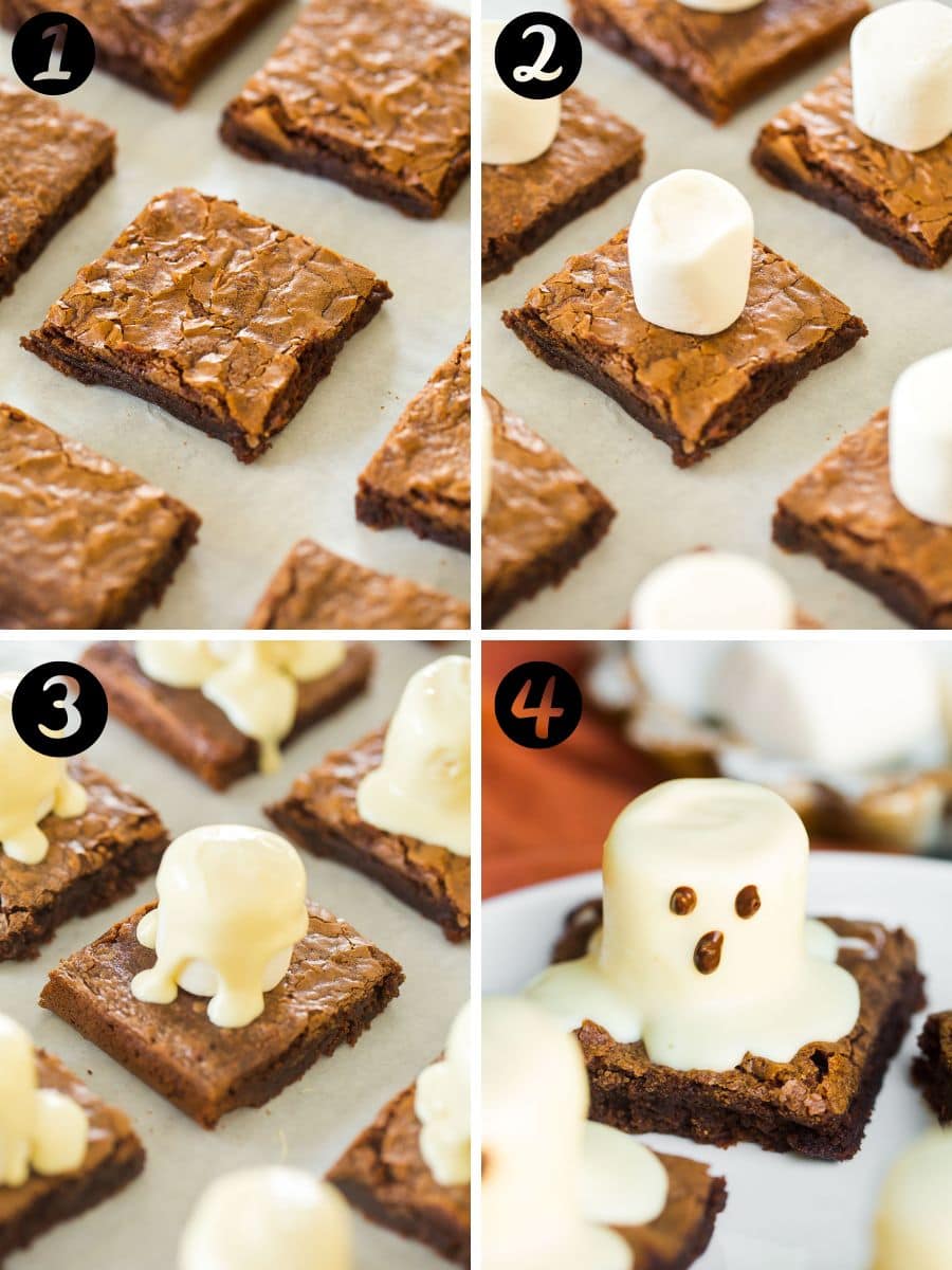 How to make Halloween Ghost Brownies, step-by-step.