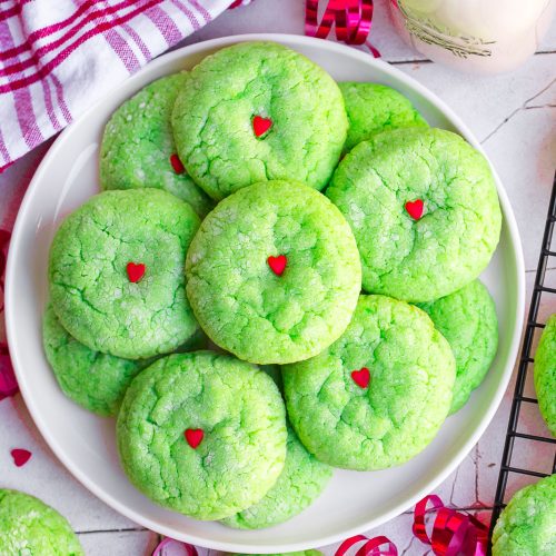 The Grinch Cookies (Cake Mix Recipe) - Nourish Plate