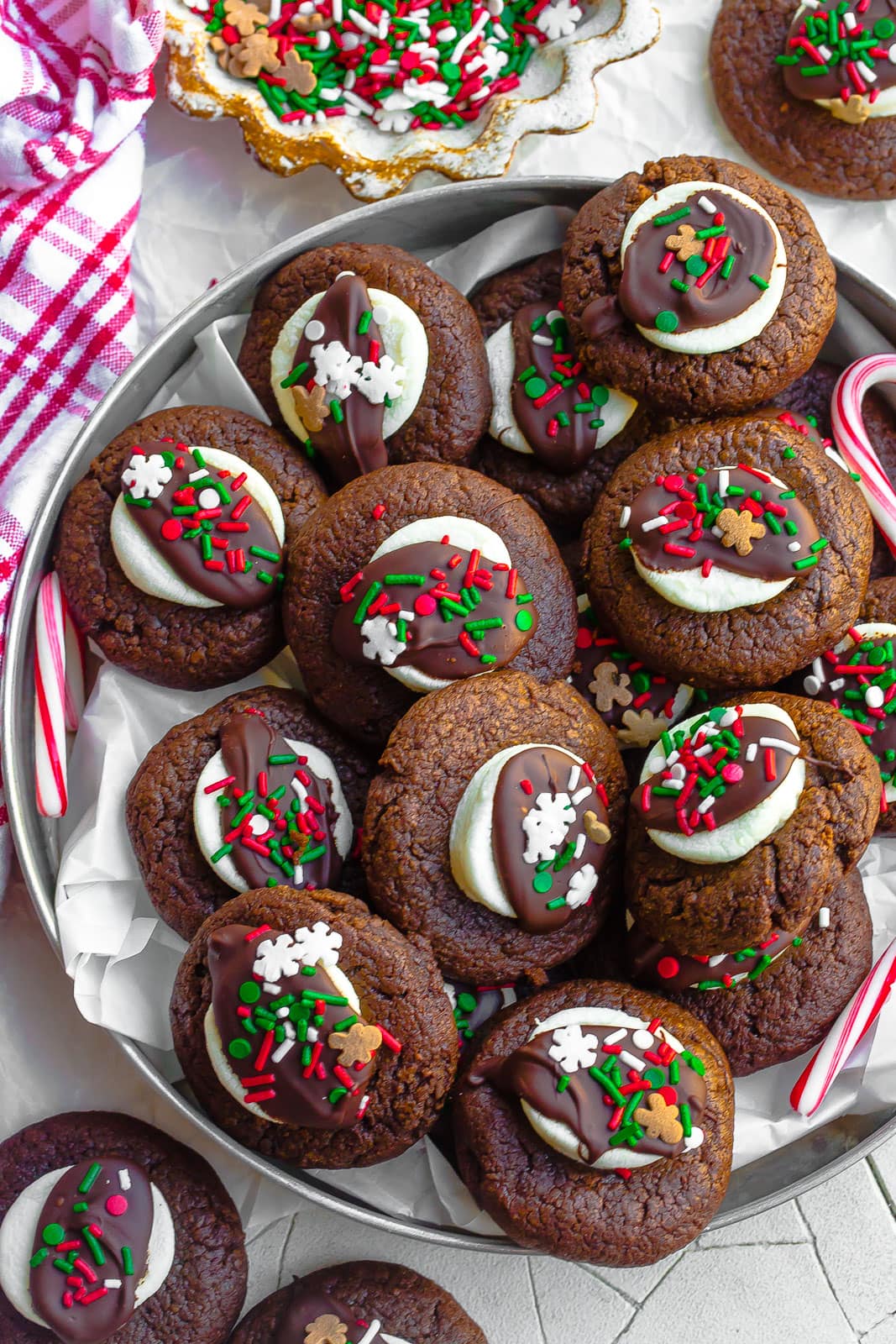 Hot Chocolate Cookie Recipe on a plate with sprinkles.