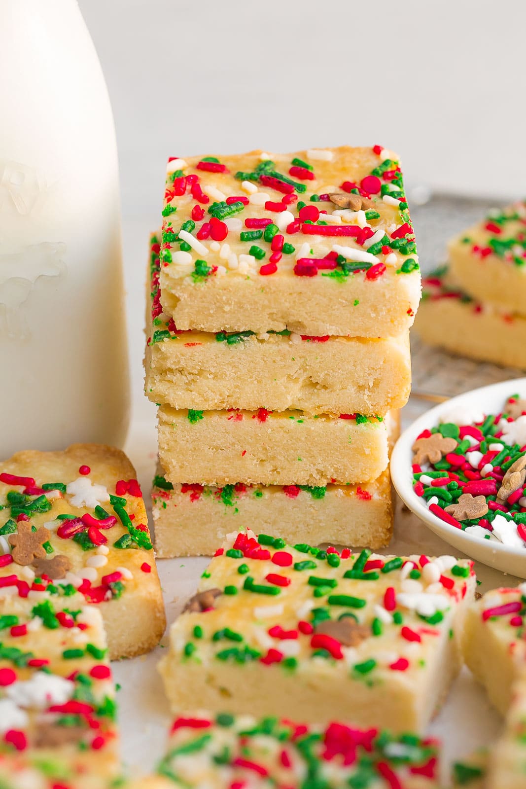 Stack of Shortbread Cookie Bars.