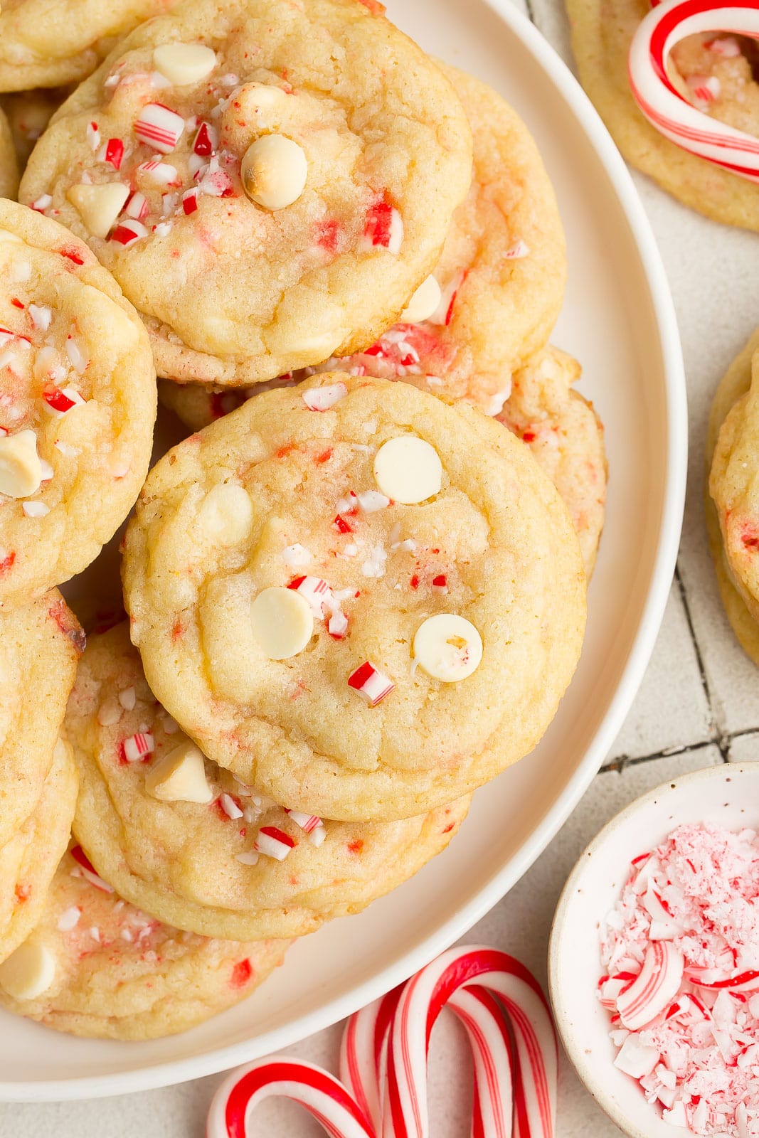 Close up of a White Chocolate Peppermint Cookie.