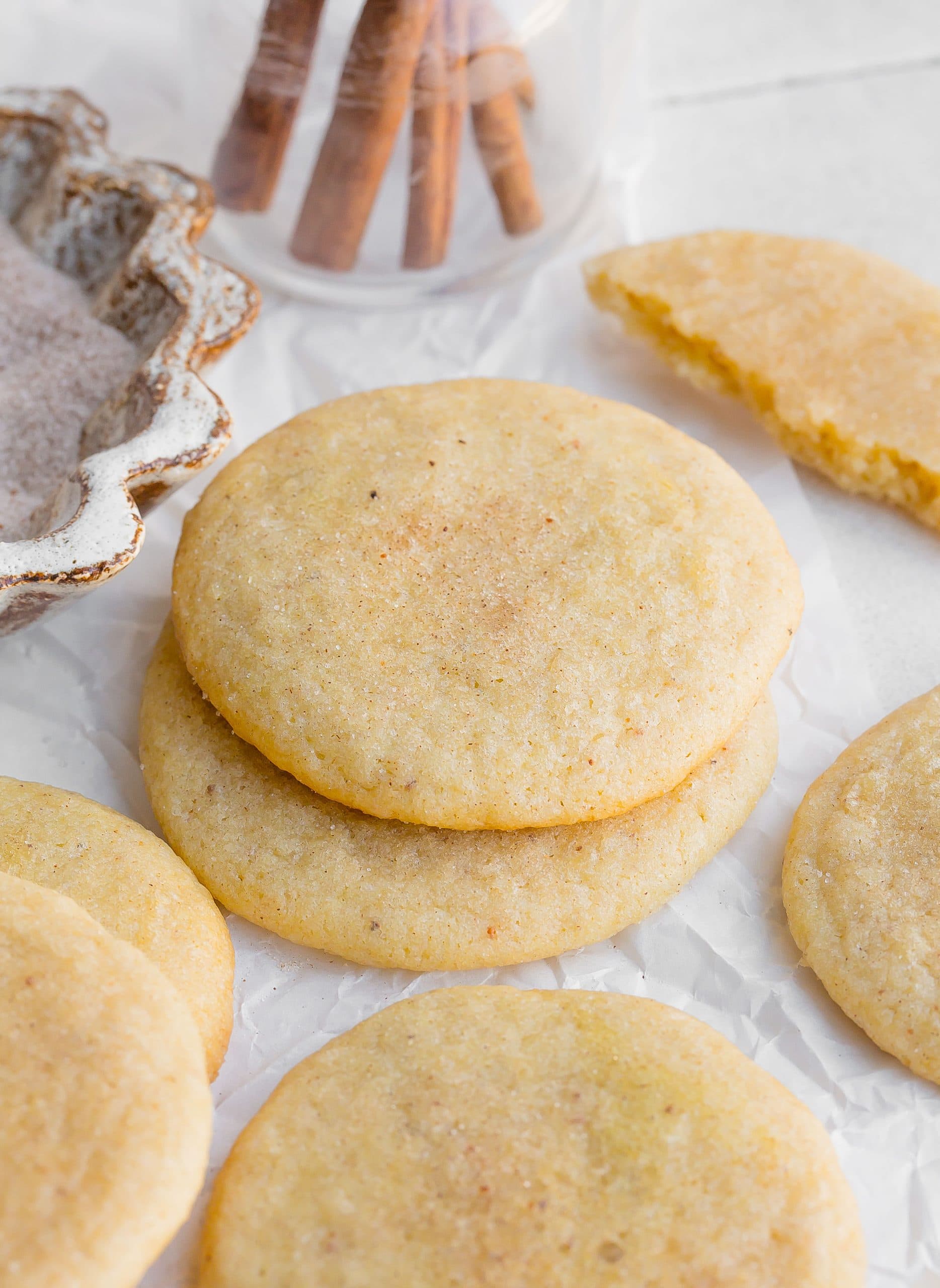 Butter sugar cookies on parchment paper.
