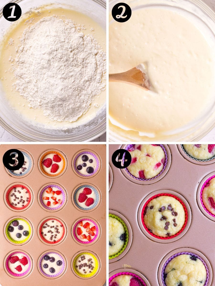 How to make the best pancakes muffins recipe, process shots.