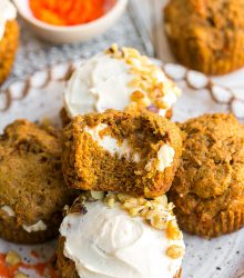 Healthier Cream Cheese Filled Carrot Cake Muffins