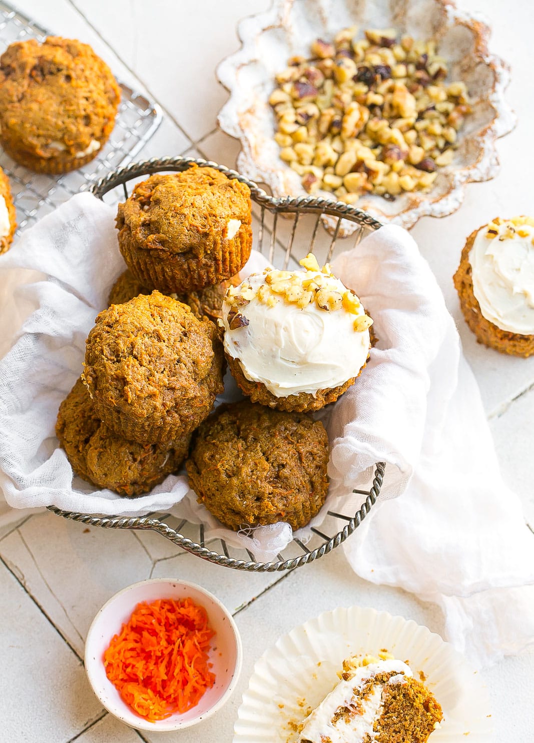 Carrot Cake Muffins in a basket.