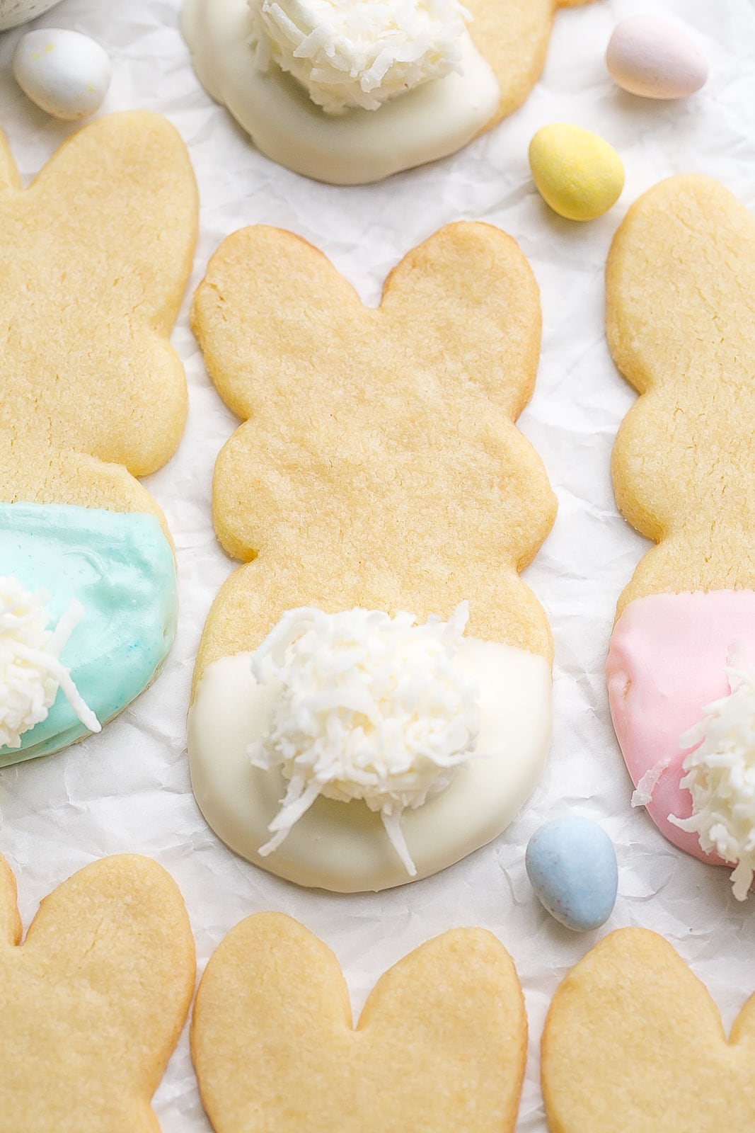 Sugar cookies with bunny tails.