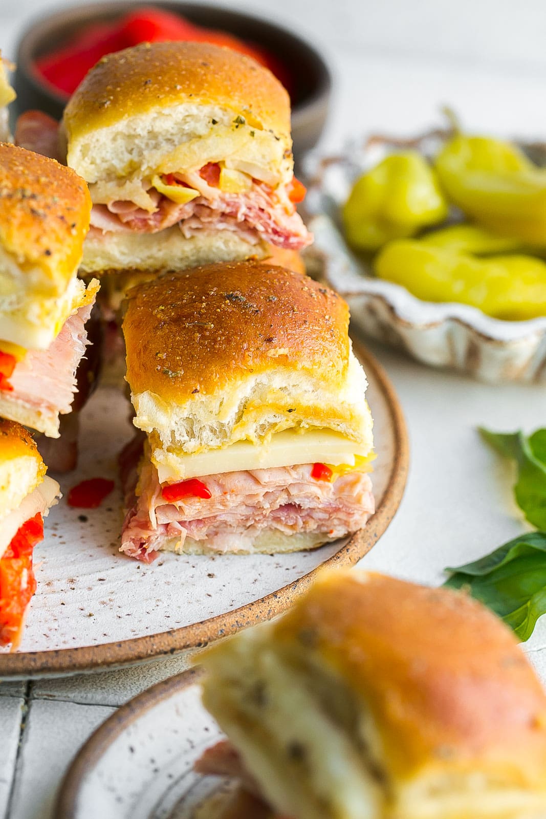 Italian meats and cheese sliders. 