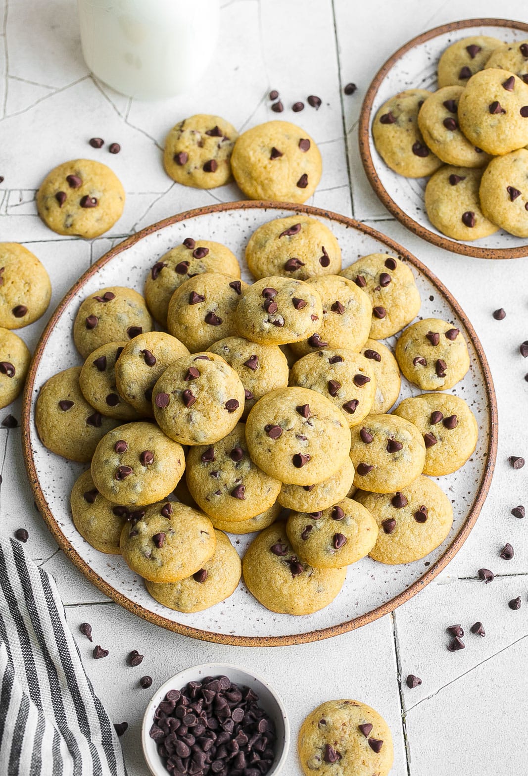 Mini cookies on a large plate.