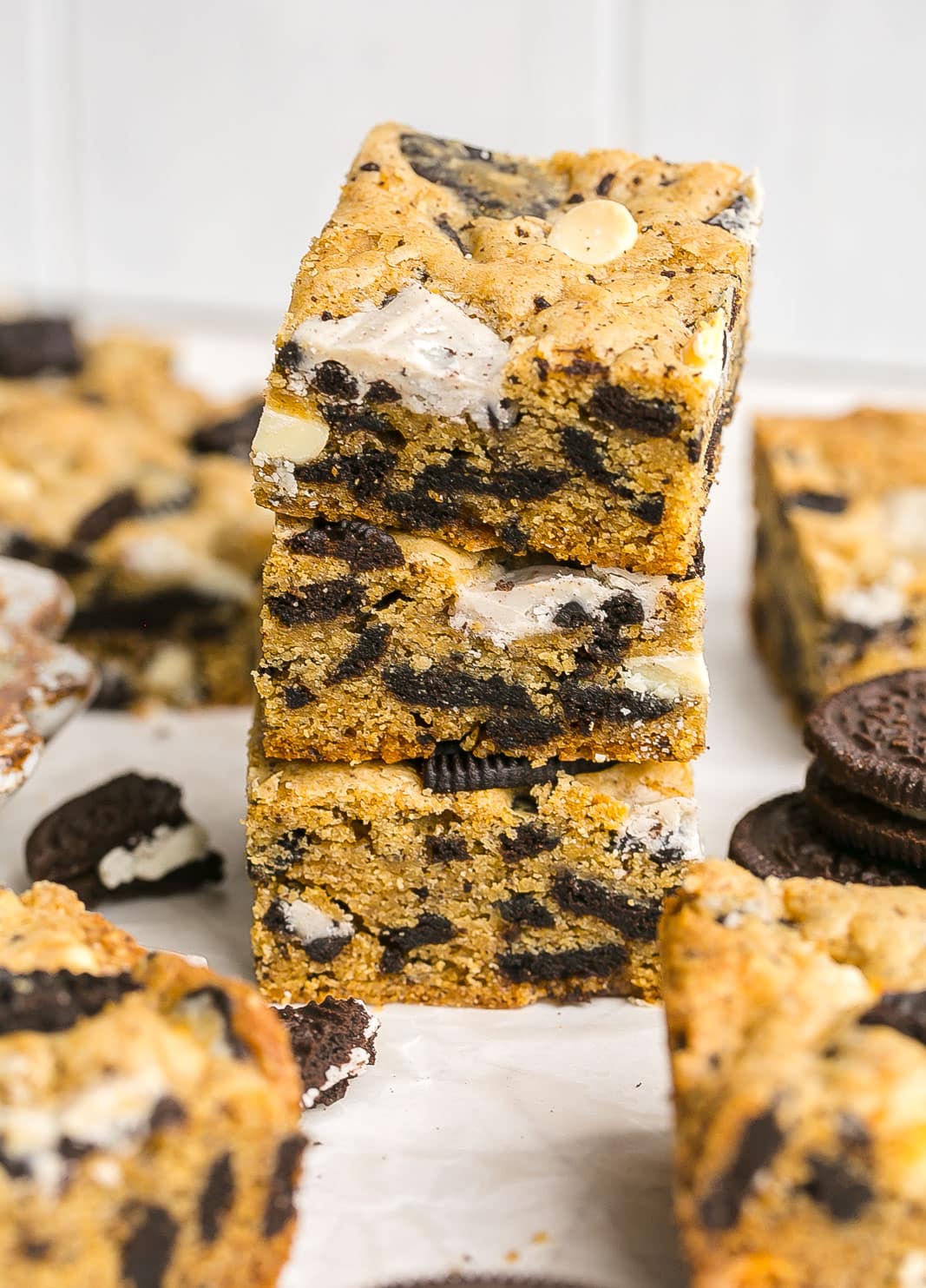 Stack of Oreo Cookie Bars.