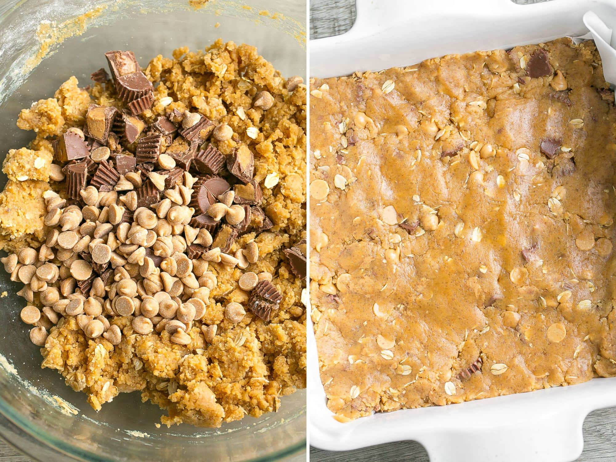 How to make peanut butter cookie bars process photos. 