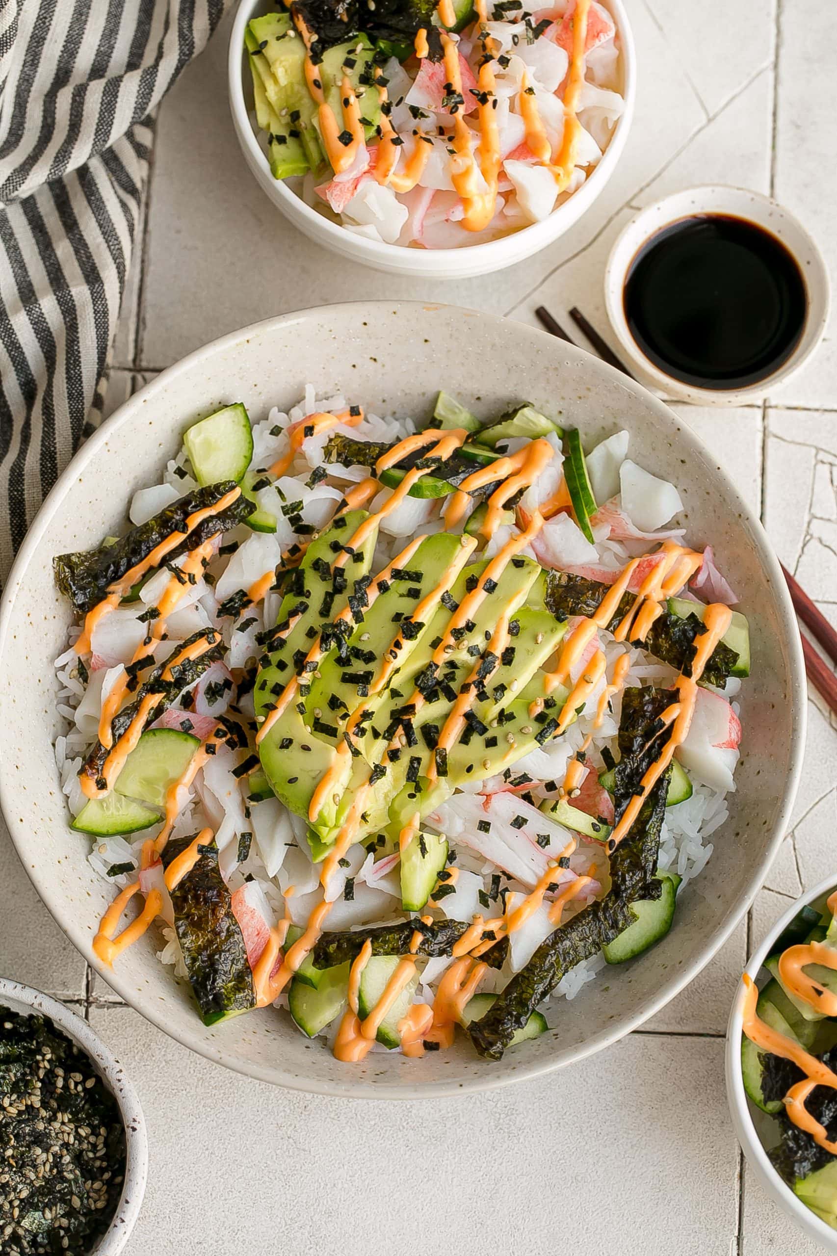 Sushi in a bowl.