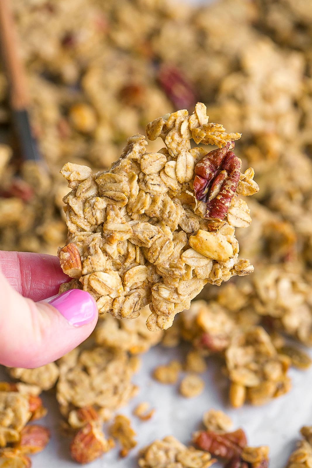 Chunky granola with nuts.