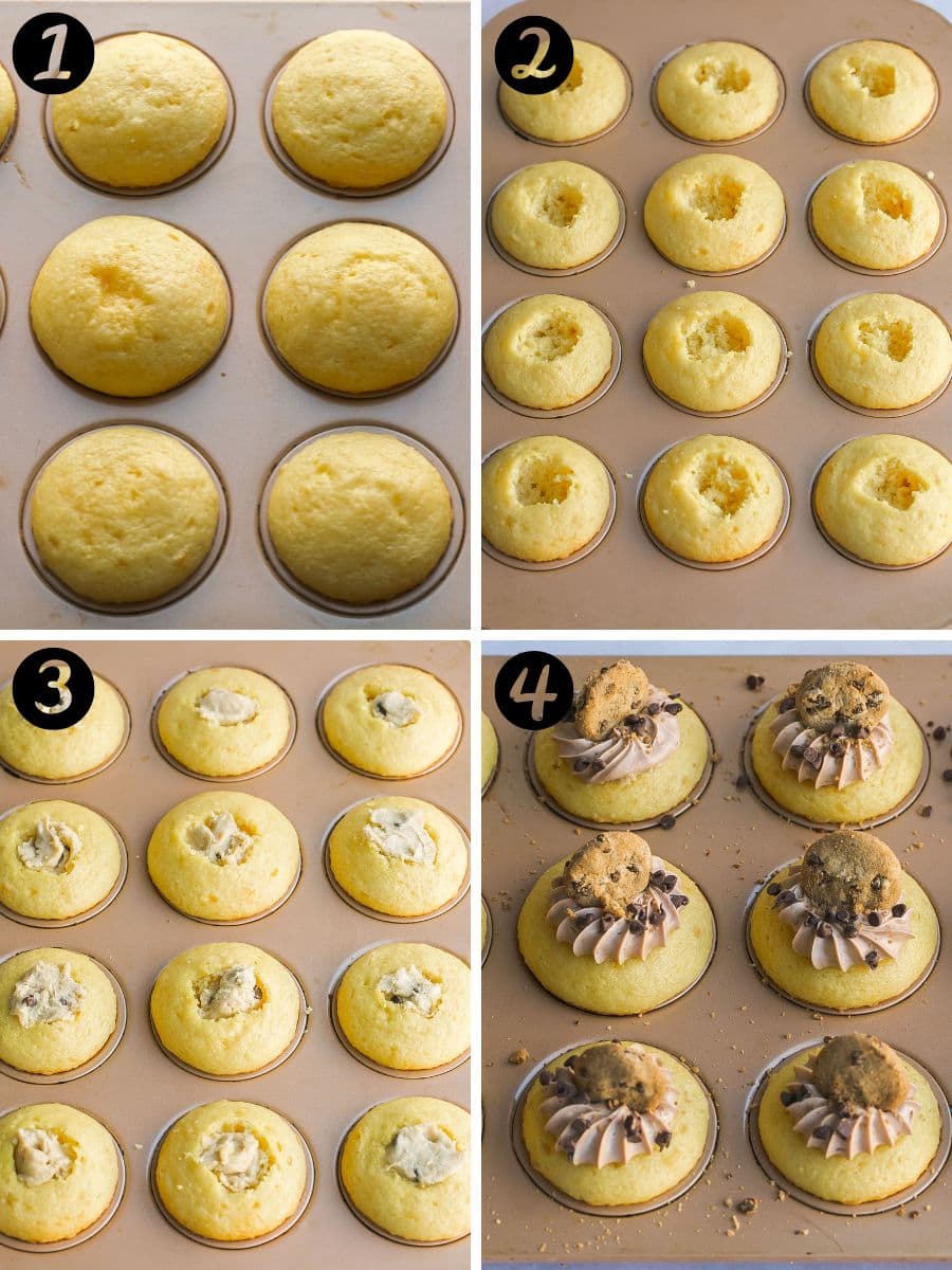 How to make cookie dough stuffed cupcakes.