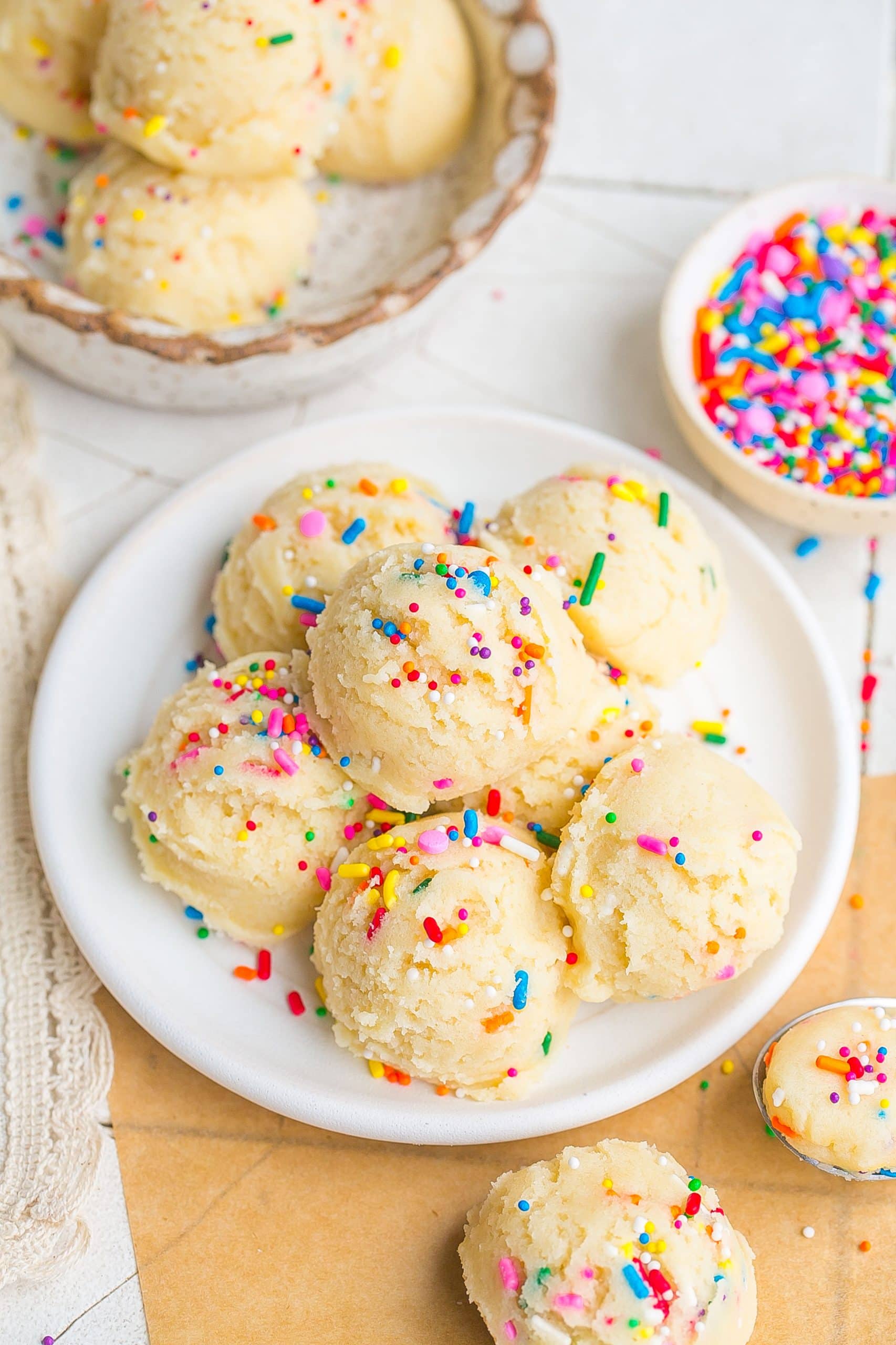 Edible Sugar Cookie Dough with sprinkles on top.
