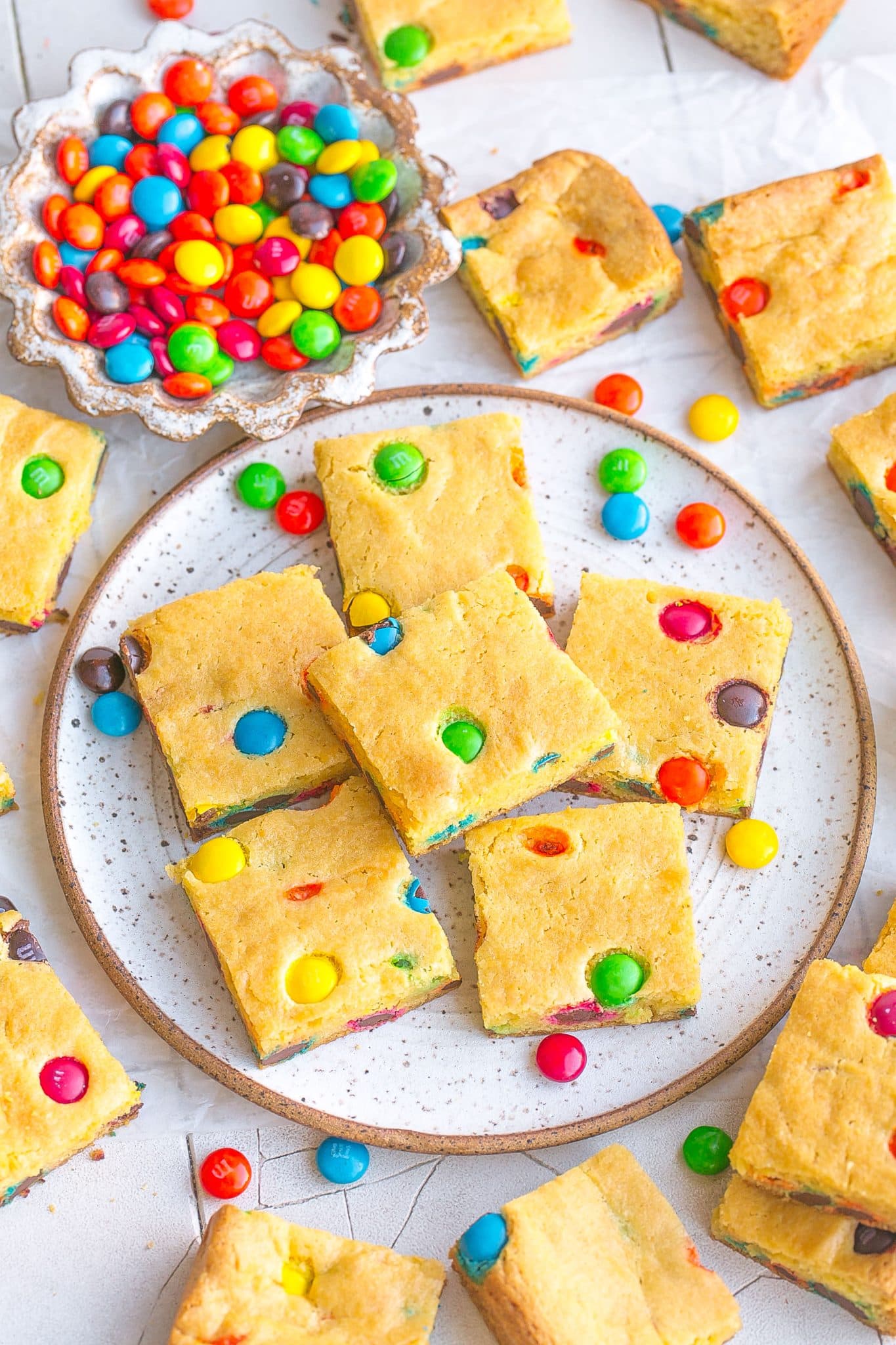 Easy M&M Cookie Bars Recipe (Made with Cake Mix)