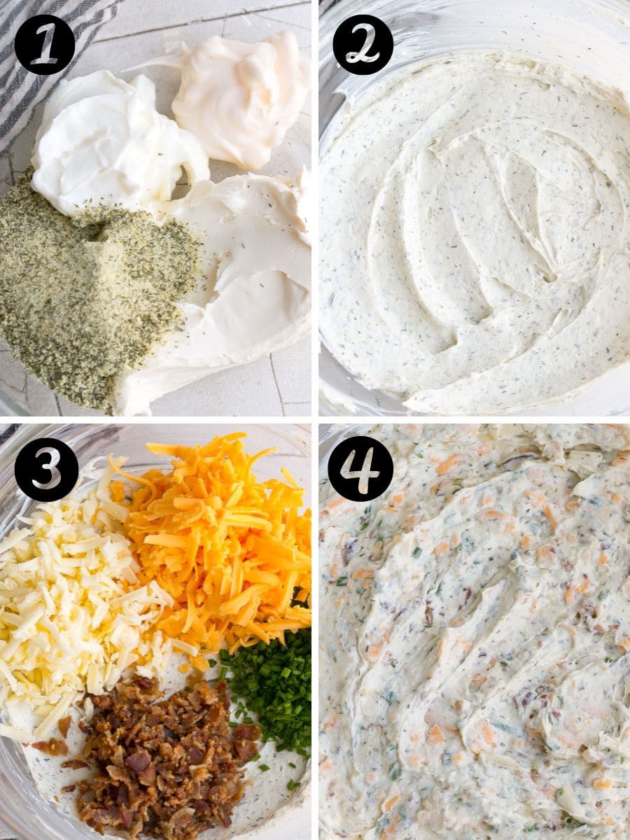 How to make Bacon Cheddar Ranch Dip. 