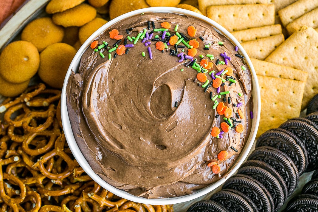 Brownie batter dip with dippers.