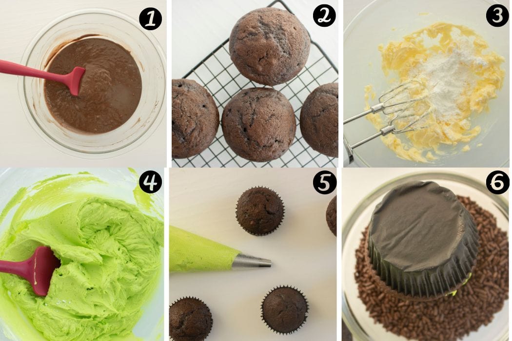 How to make Frankenstein cupcakes.