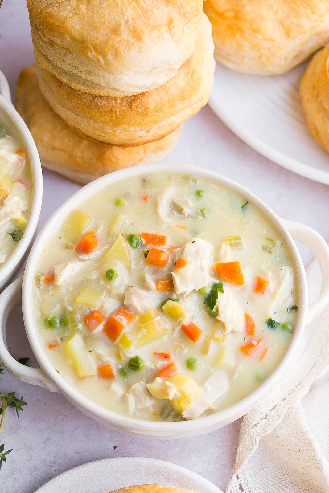 Healthy Chicken Pot Pie Soup (made in less than 30 minutes)