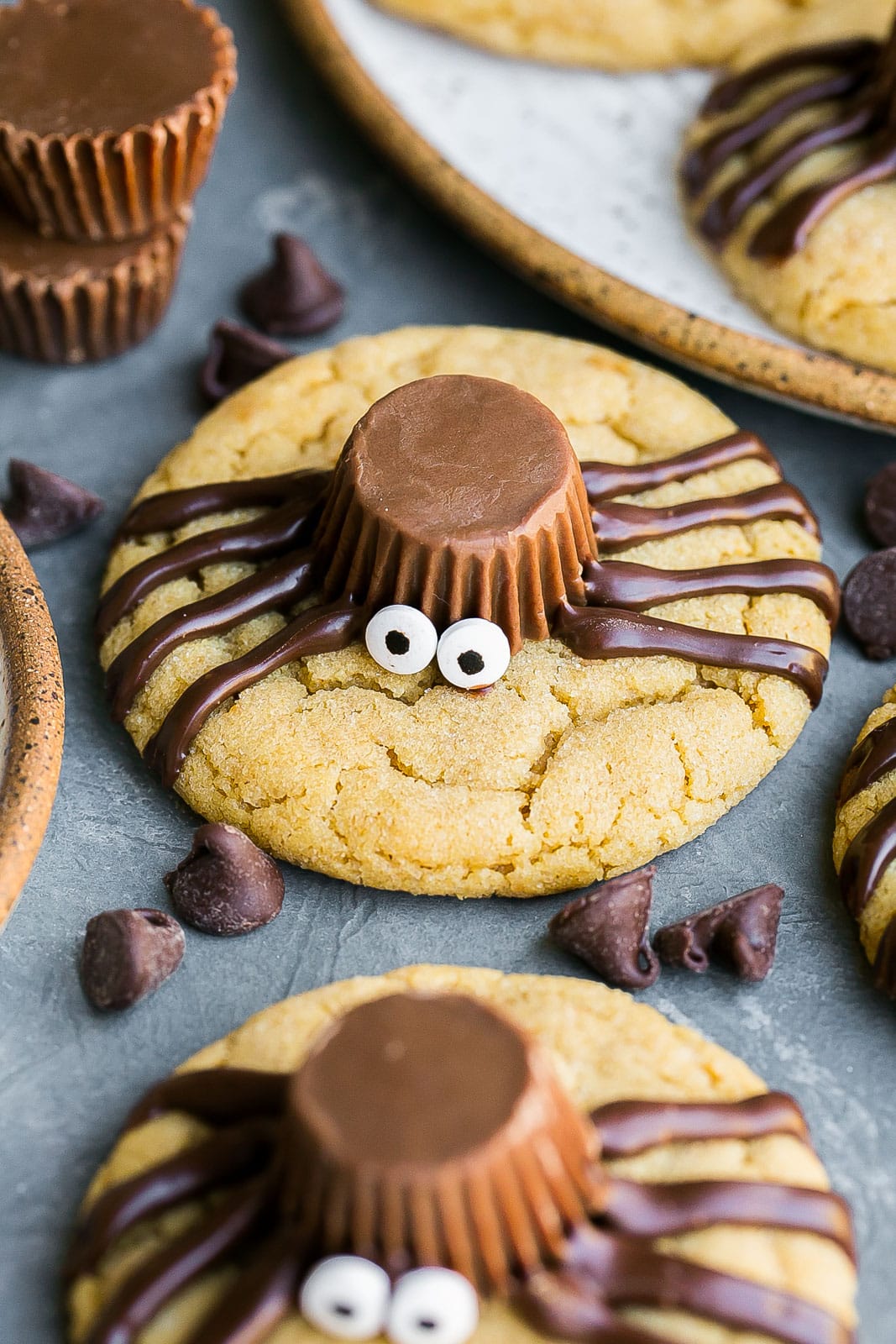Halloween cookie with chocolate chips.