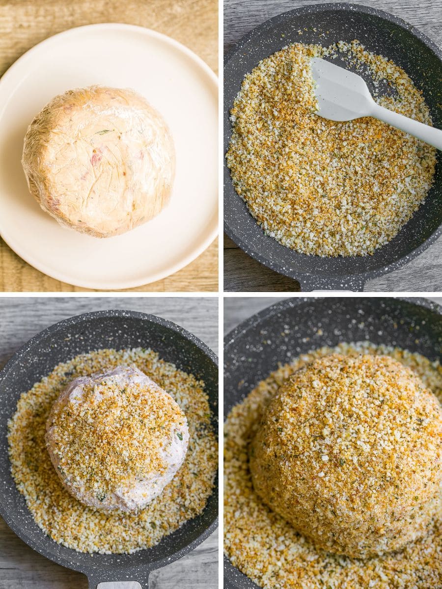 How to coat a cheese ball with panko.