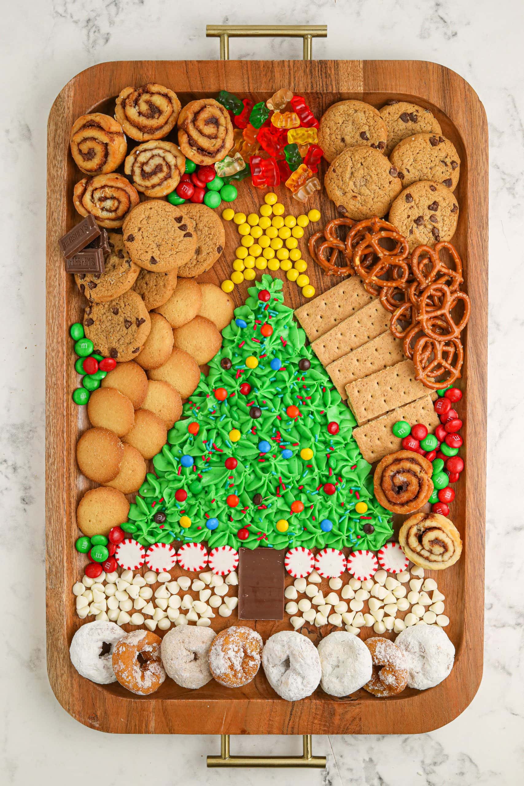 Christmas dessert on a board.