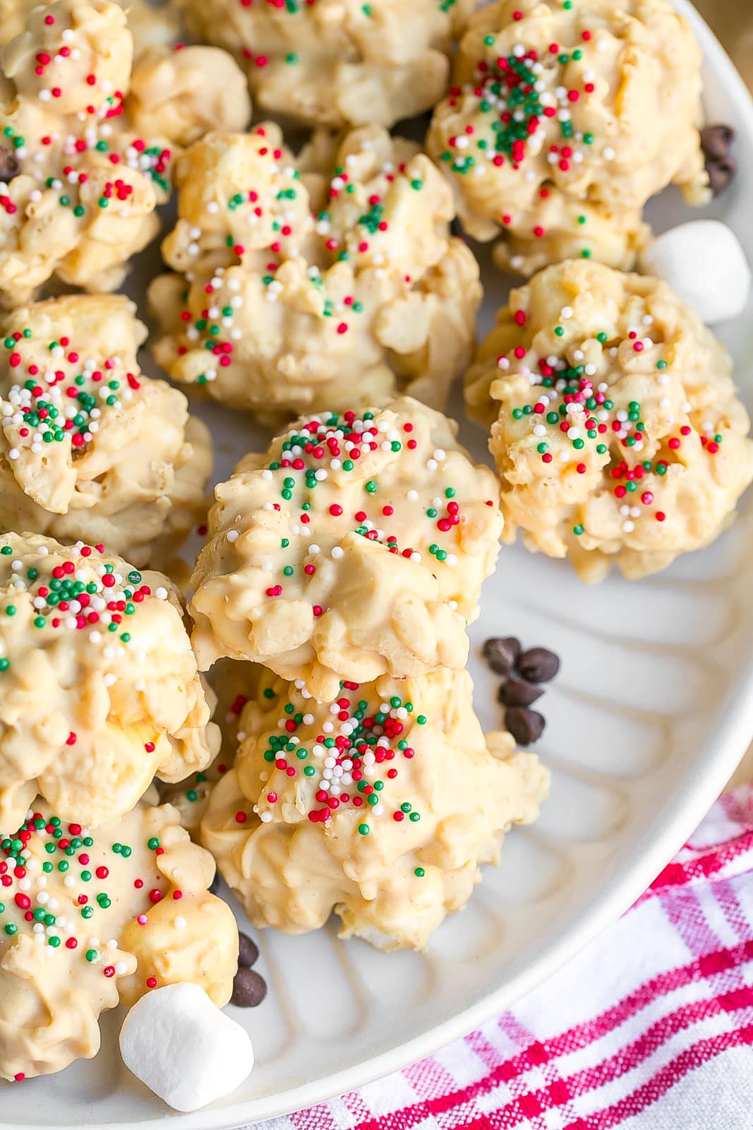 Cookies with Christmas sprinkles on top.