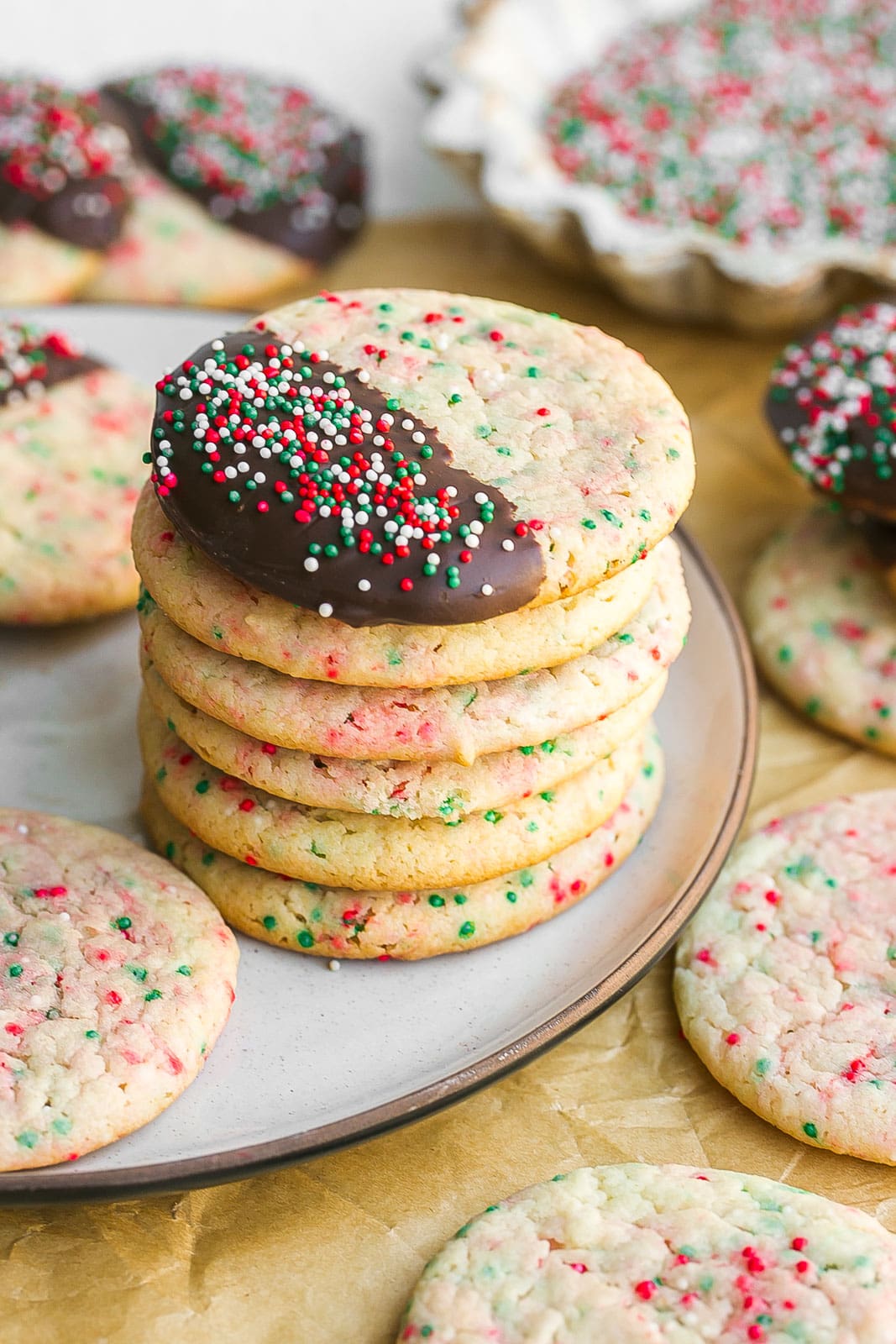 Stack of cake mix cookies.
