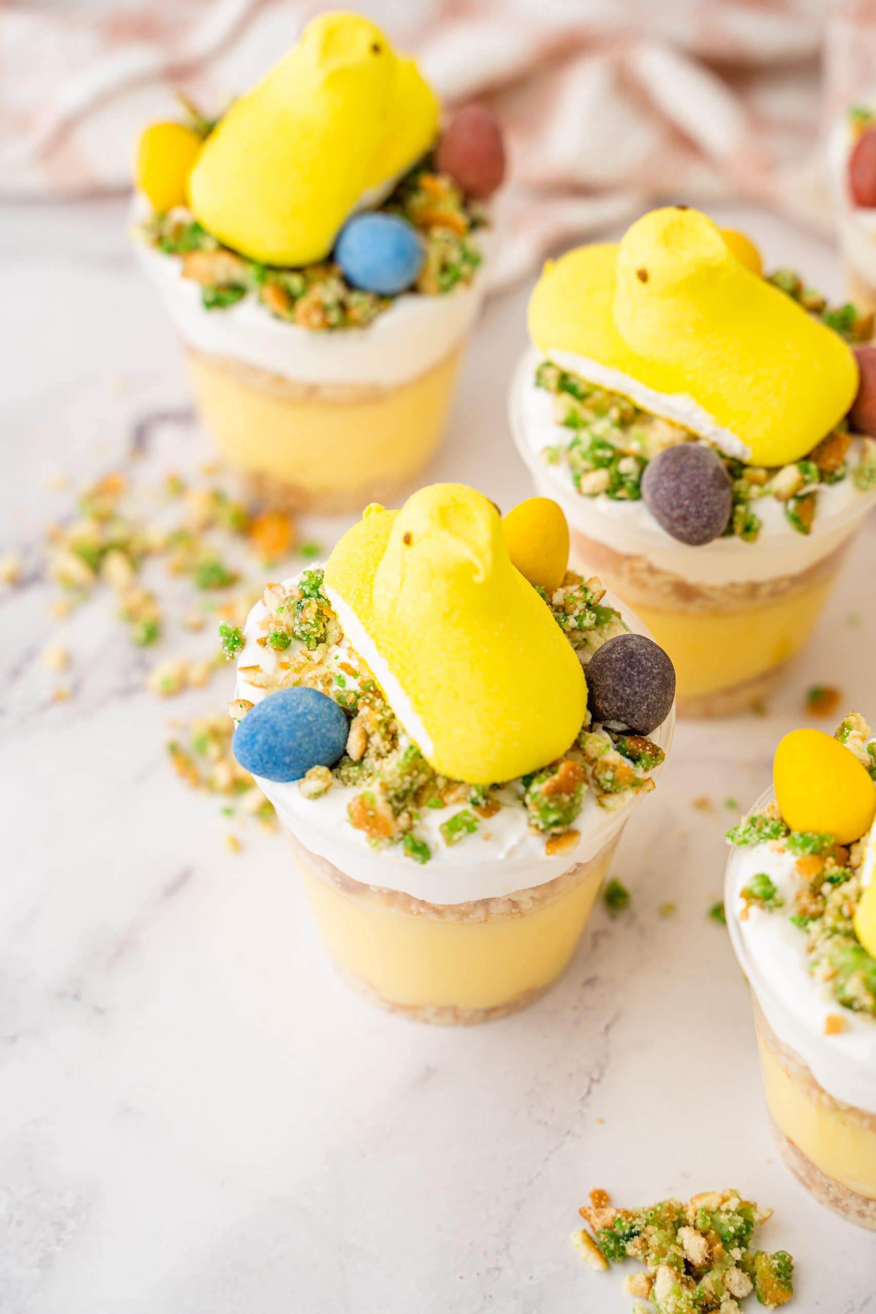 Pudding Cups with Easter peeps.