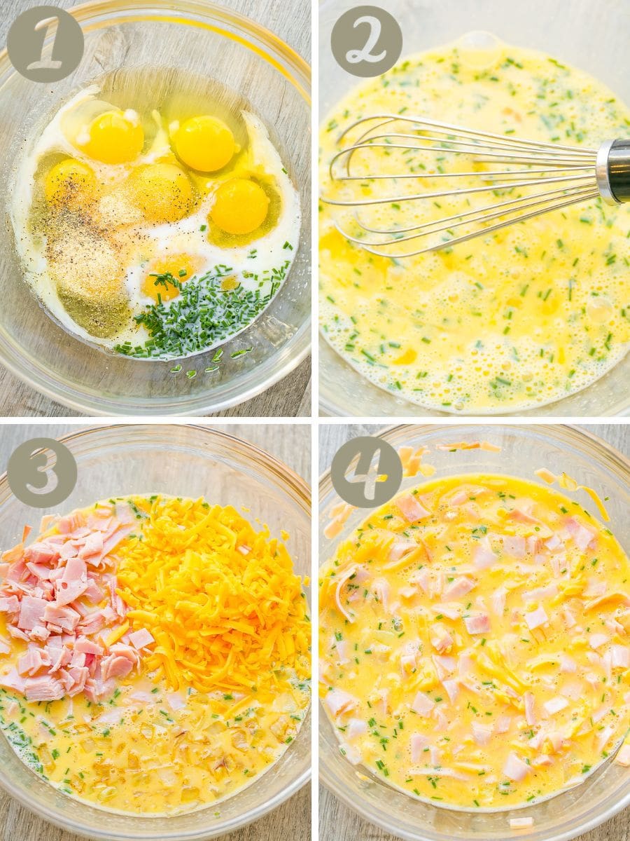 How to make a ham and cheese frittata. 