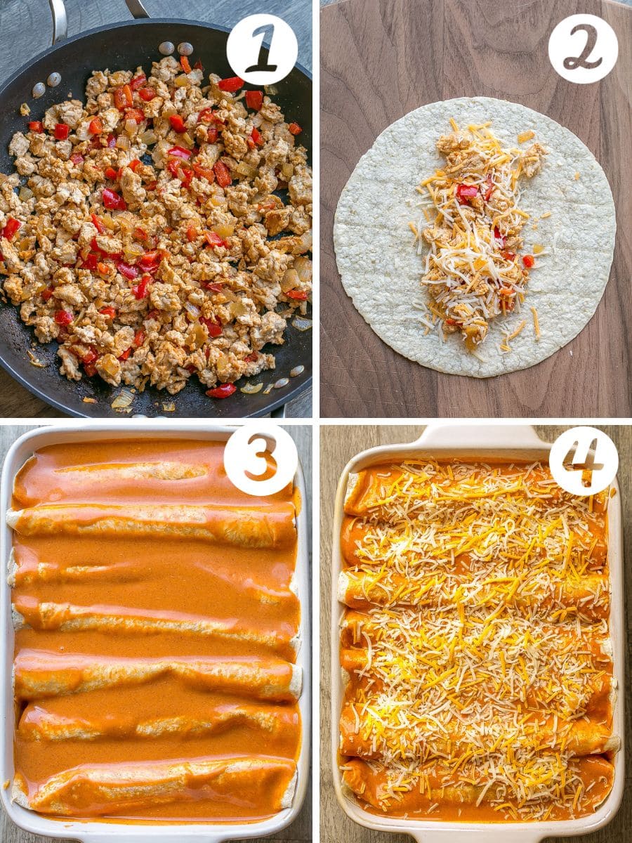 How to make ground turkey enchiladas.