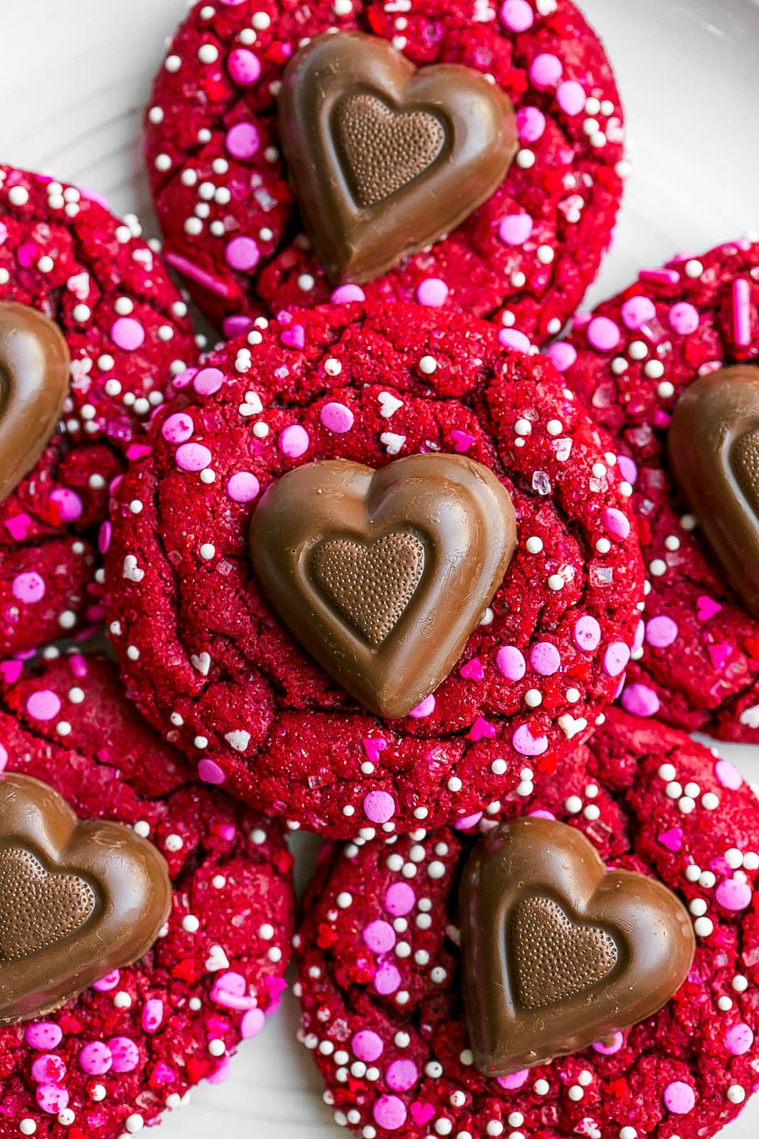 Close up of Valentine's day cookies.