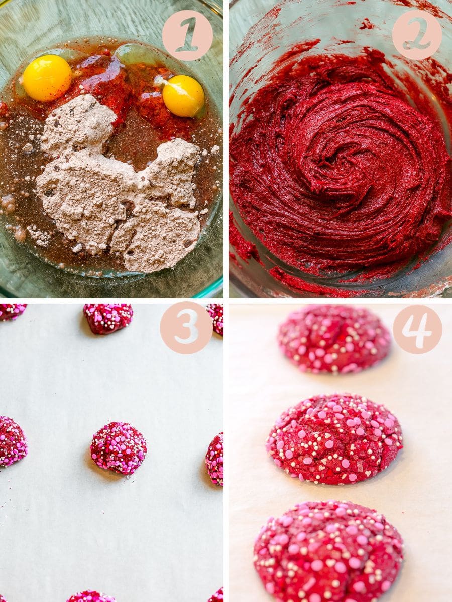 How to make red velvet cake mix cookies.