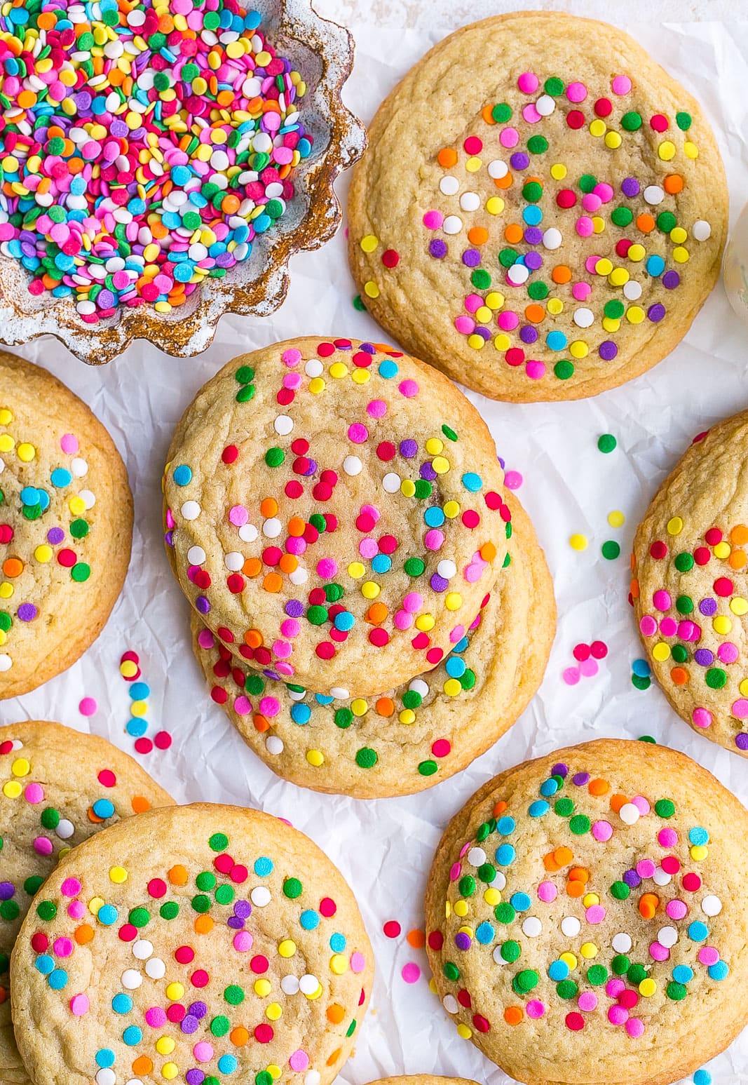 Giant sugar cookie recipe with sprinkles.