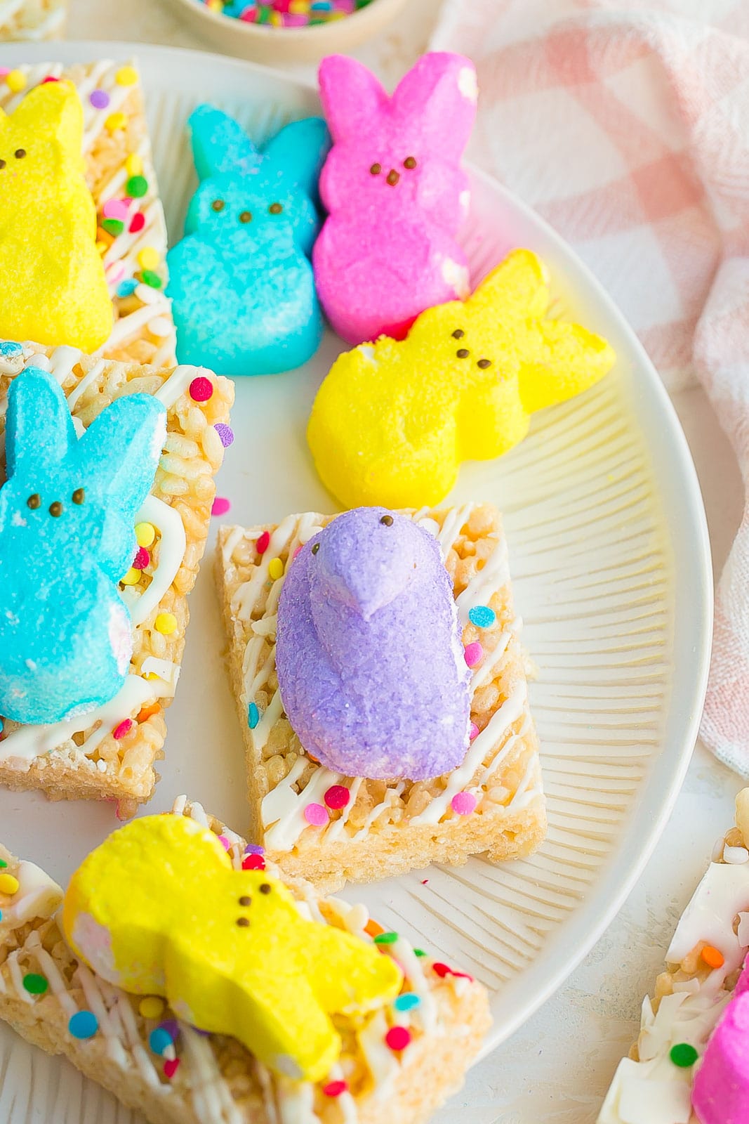 Easter dessert with Peeps marshmallows.